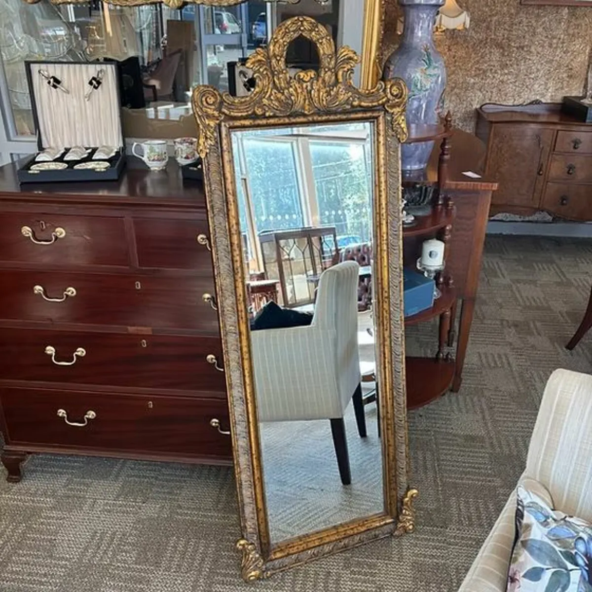 Beautiful ornate distressed French style arch top