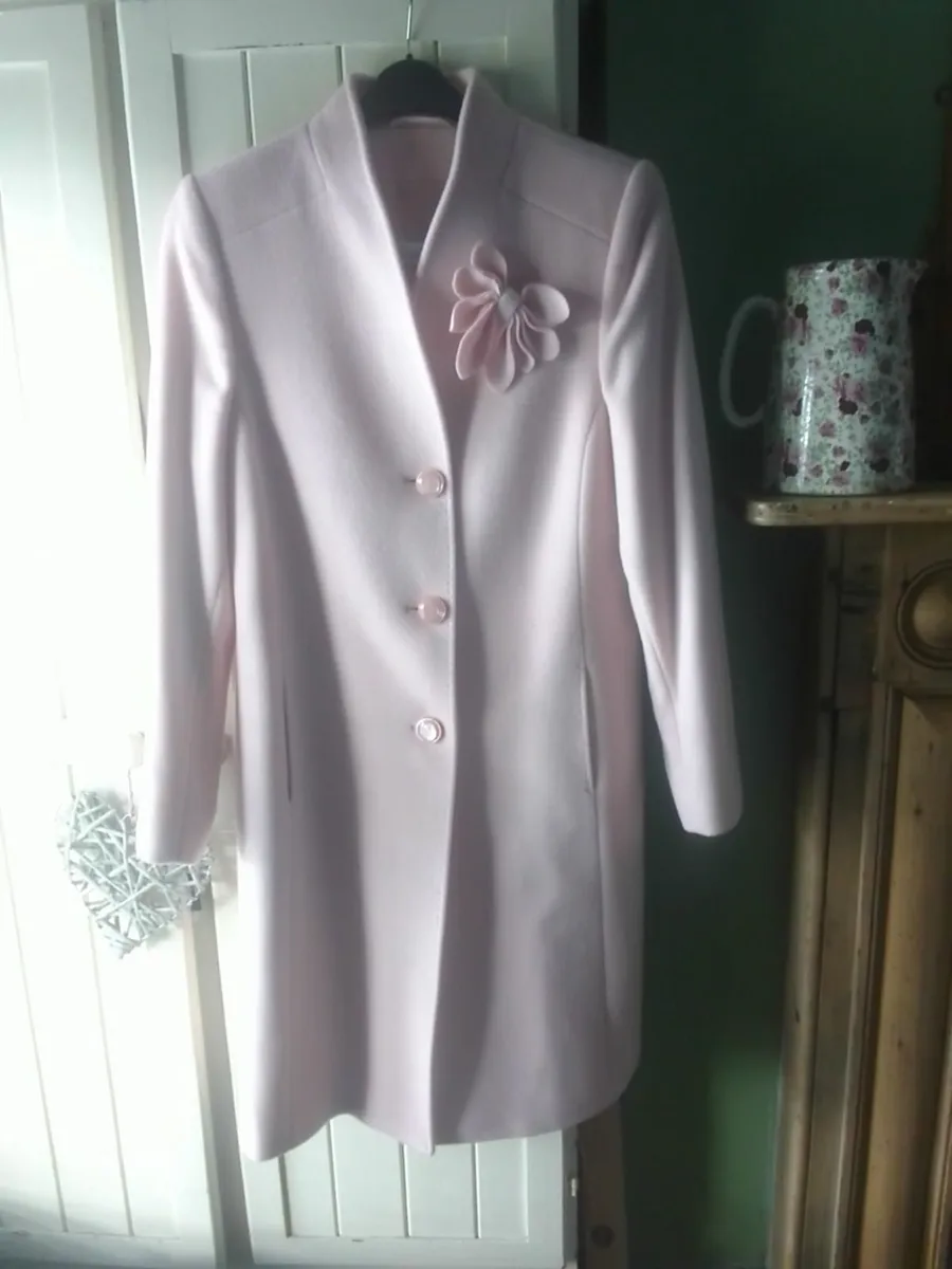 DESIGNER WOOL & CASHMERE PALE PINK COAT 14 - Image 2