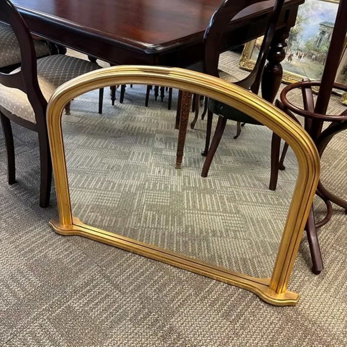 Beautiful gilt over mantle arch top mirror