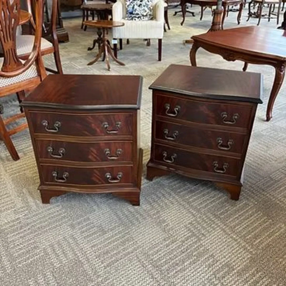 Pair of mahogany chest of drawered lockers