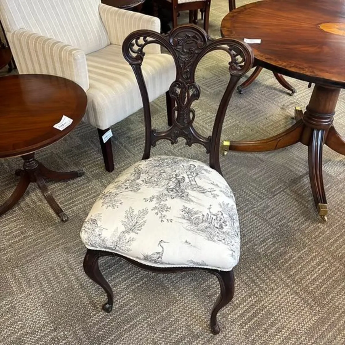 Late 19th century mahogany upholstered occasional