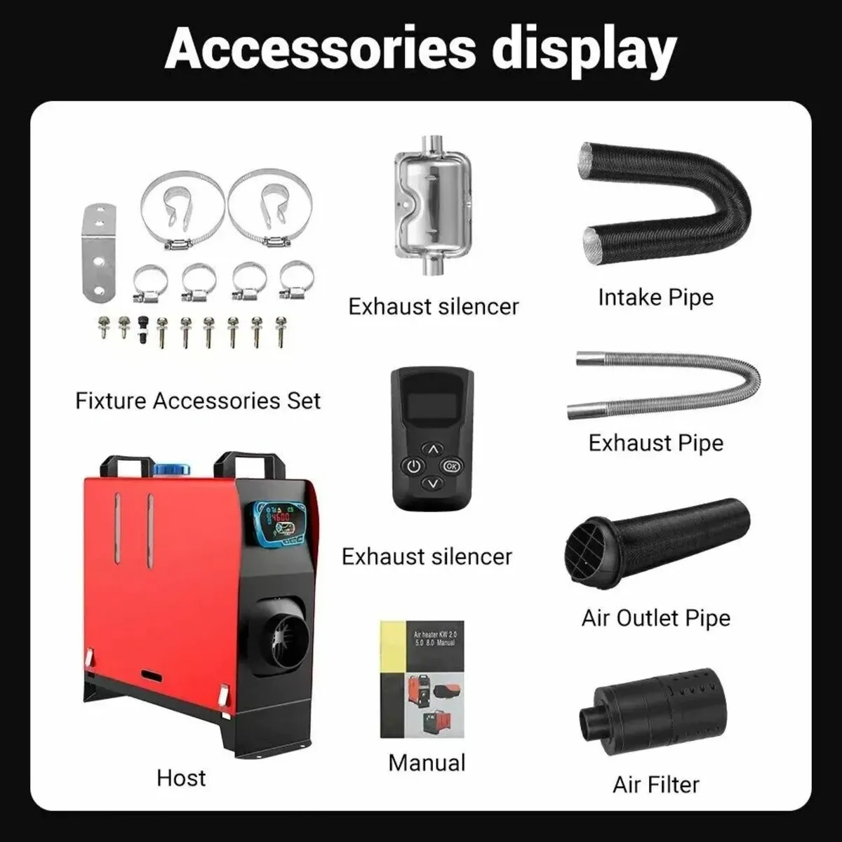 3/8kW 12V Diesel Heater LCD Remote + Adapter - Image 1
