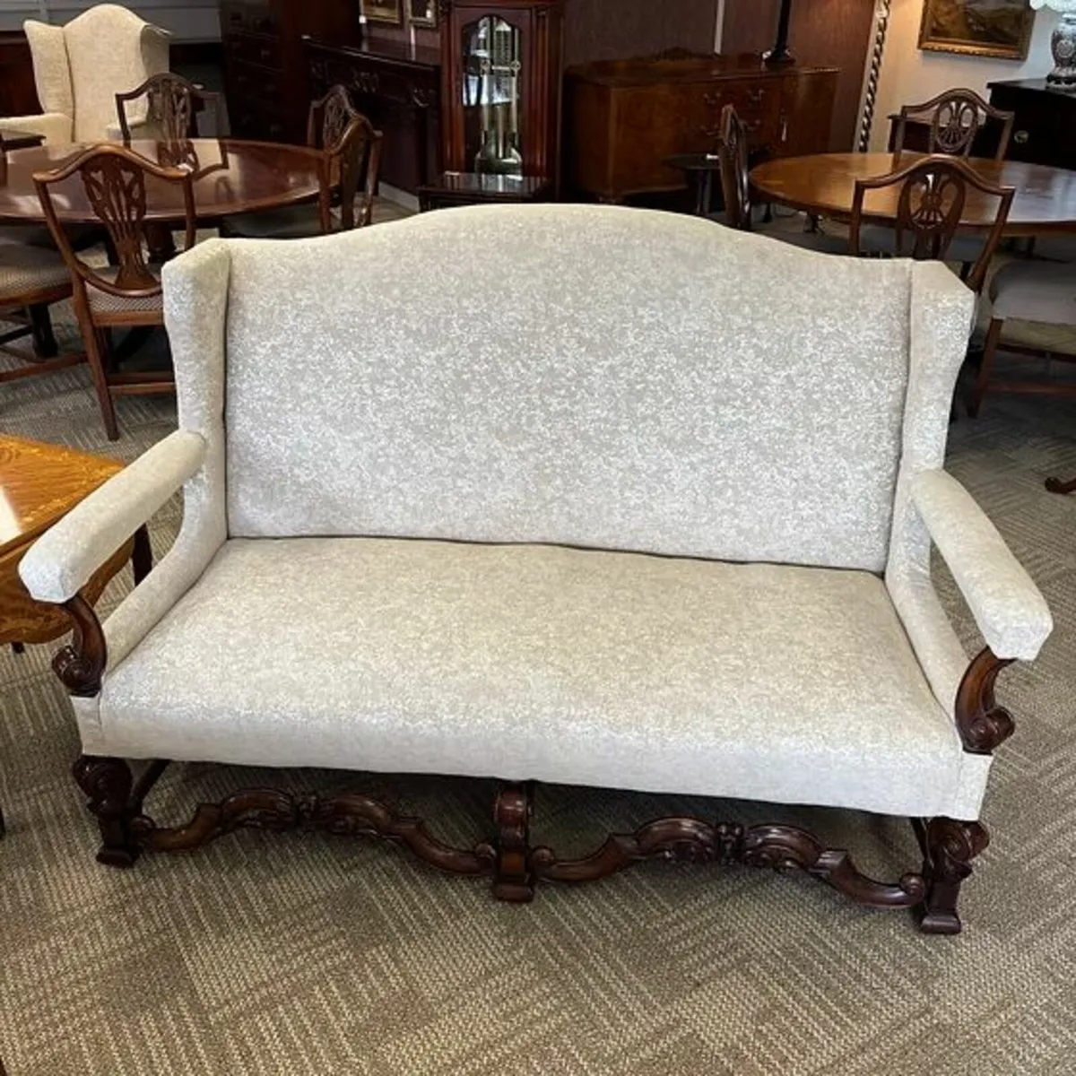 Beautiful mahogany Edwardian double cream fabric s
