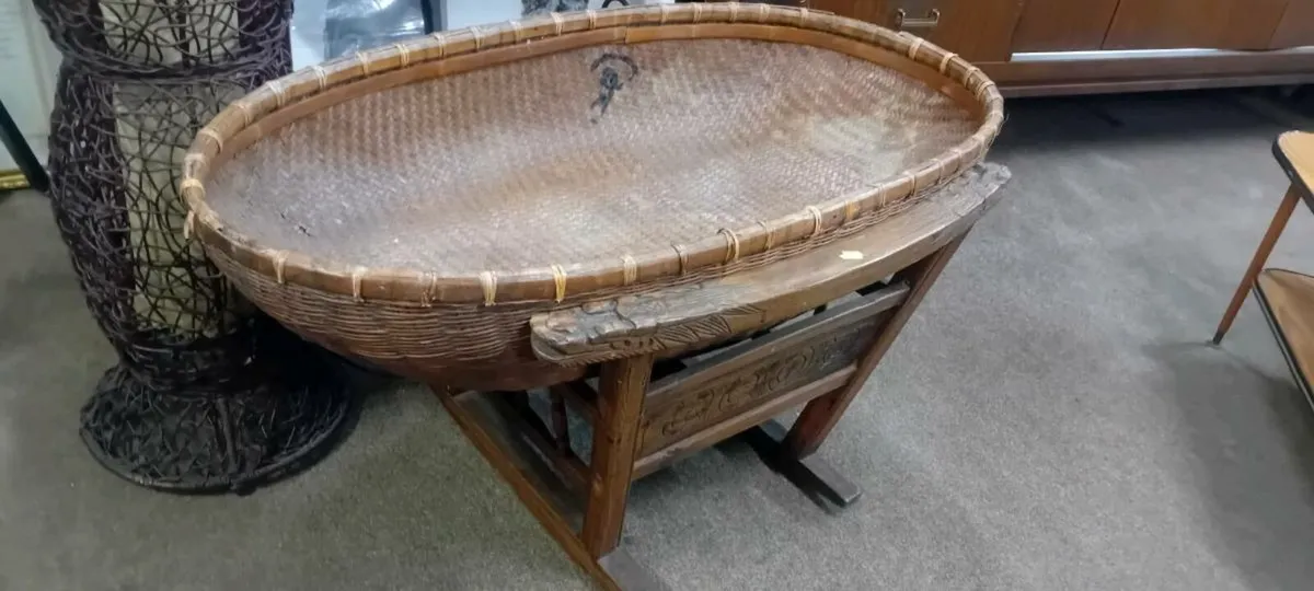 Antique Carved Oriental Baby Crib - Image 1