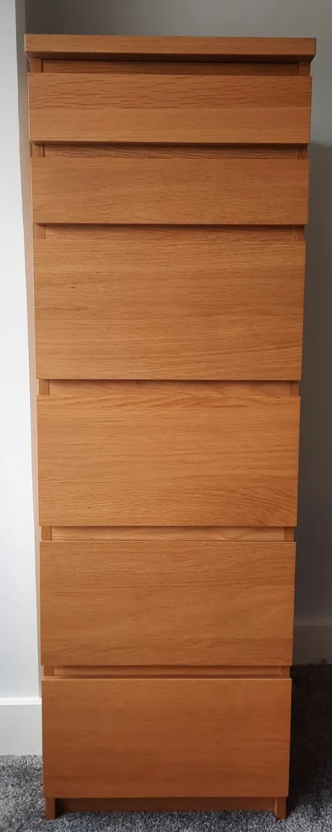 Ikea Malm Oak Chest of 6 Drawers - Image 1