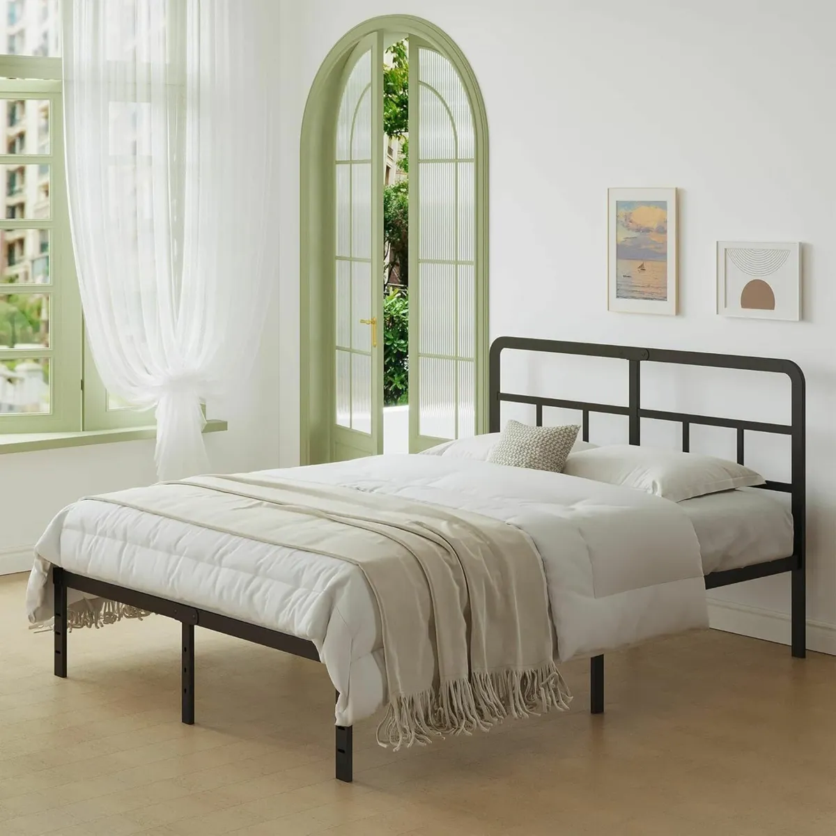 Small Double Bed Frame 4ft with Curved Headboard - Image 1
