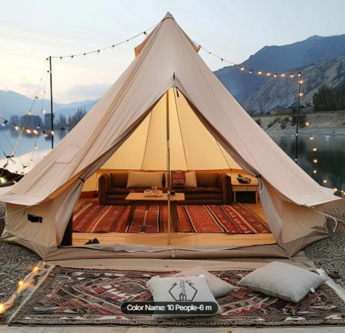 Canvas Bell Tent, 4 Seasons 6 m/19.68 ft Yurt Tent - Image 2
