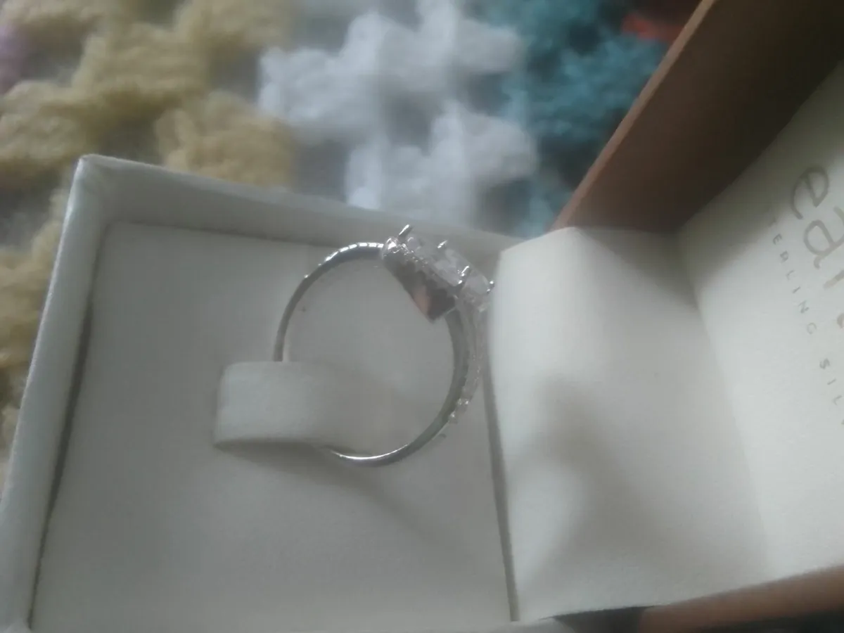 STERLING SILVER BYPASS ZIRCONIA RING SIZE N NEW - Image 4