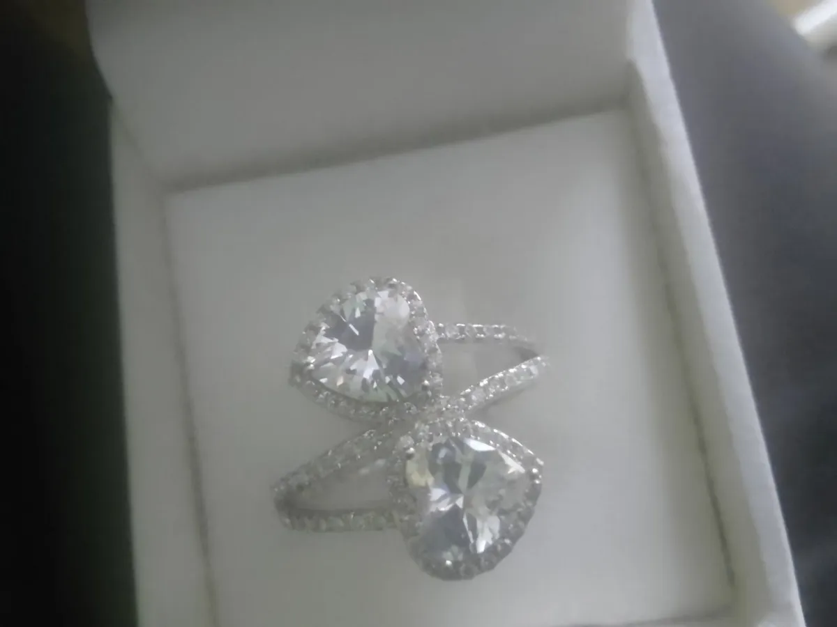 STERLING SILVER BYPASS ZIRCONIA RING SIZE N NEW - Image 1