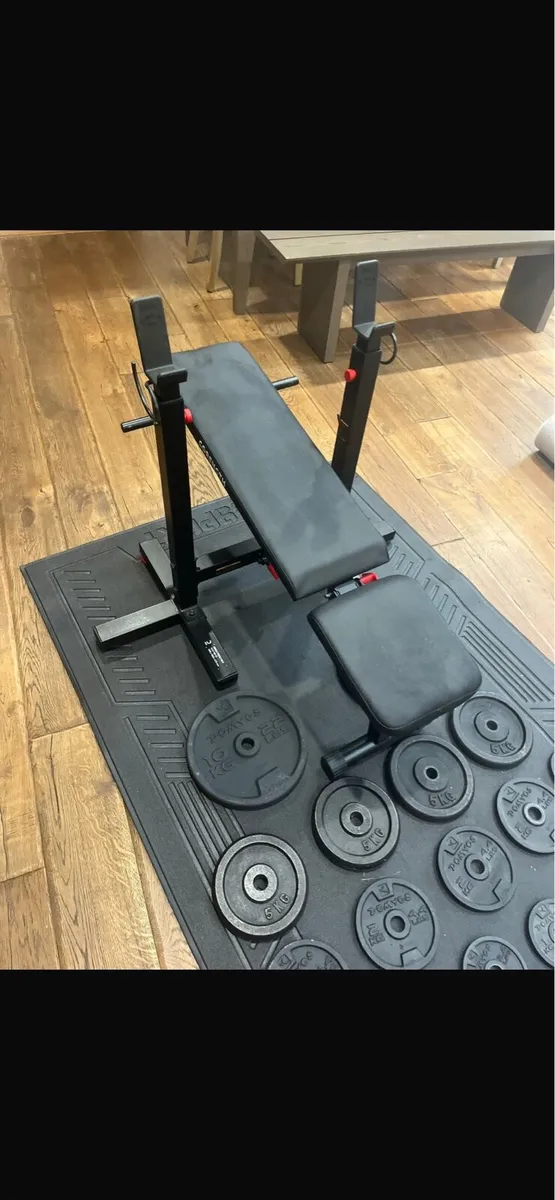Bench barbell dumbbells and weights - Image 2