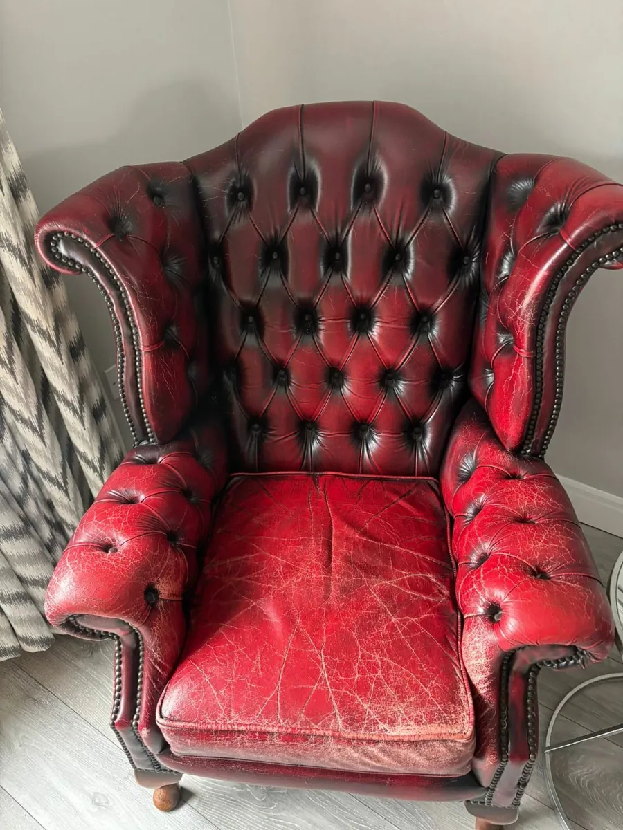 Chesterfield High Back Leather Chairs - Image 2