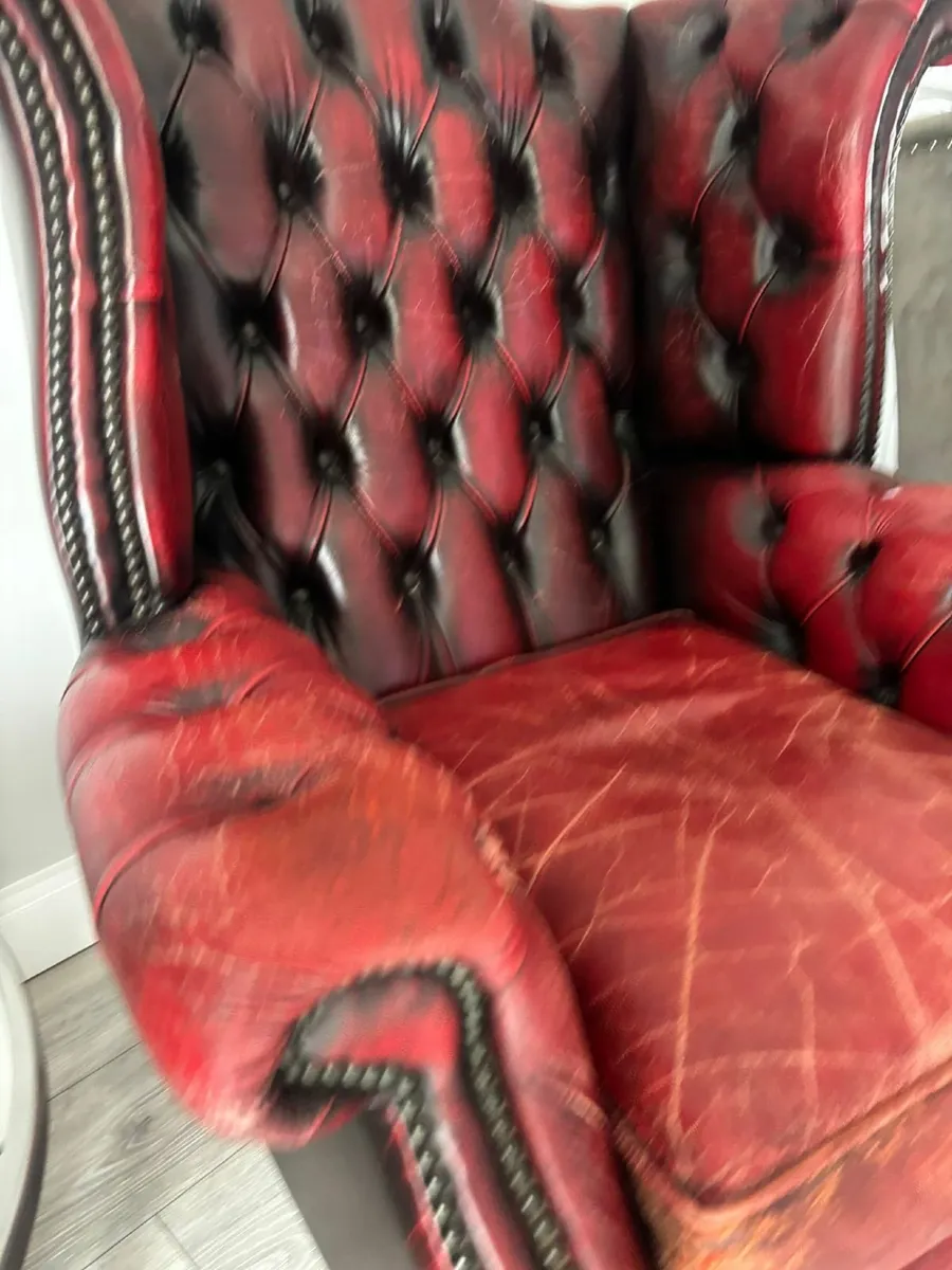Chesterfield High Back Leather Chairs - Image 4