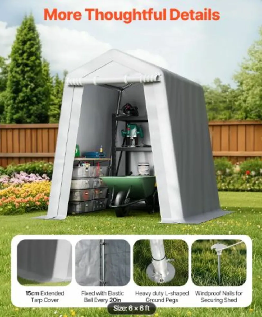 Outdoor Storage Shed,6x6 ft Portable Storage Tent - Image 4