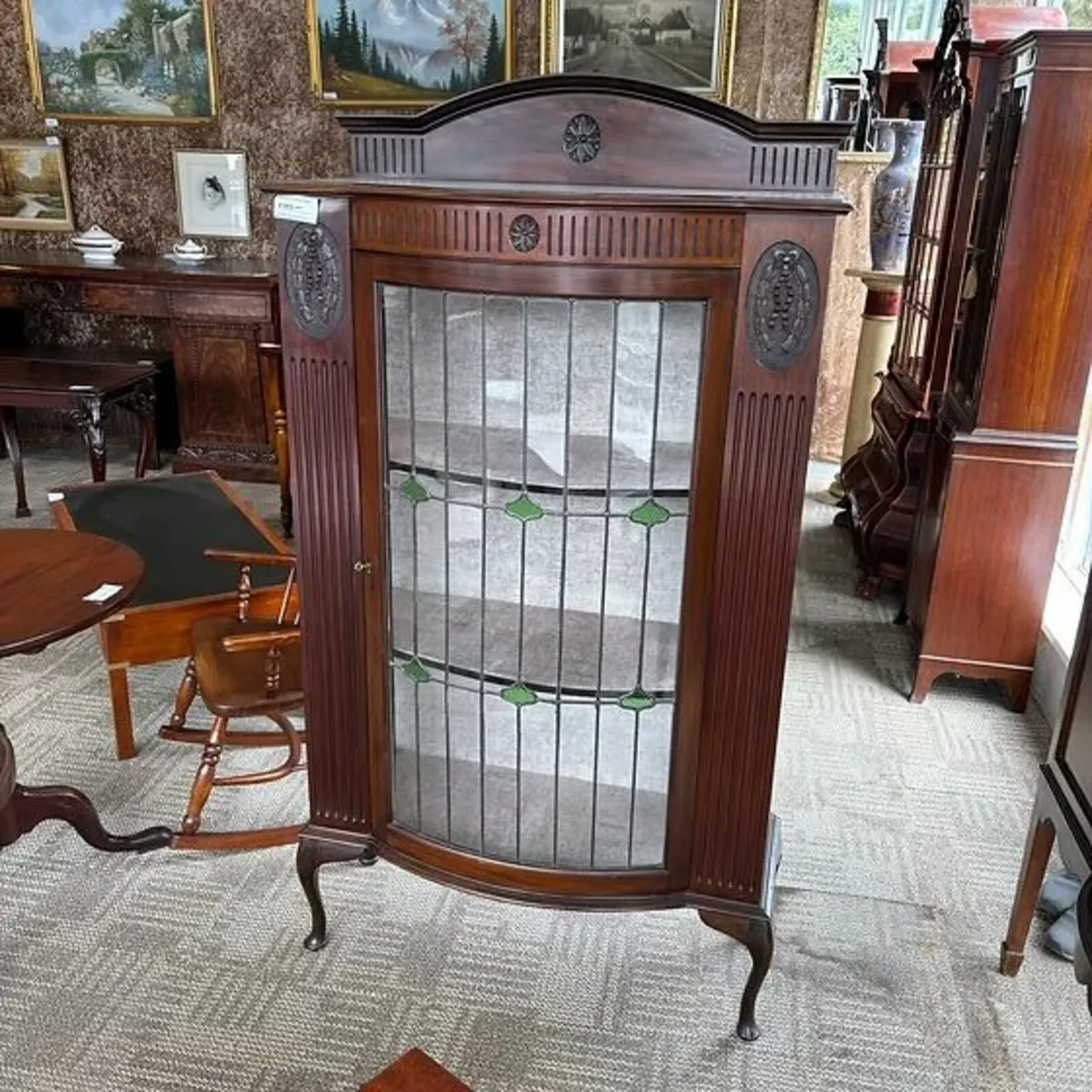Victorian mahogany demi lune display cabinet