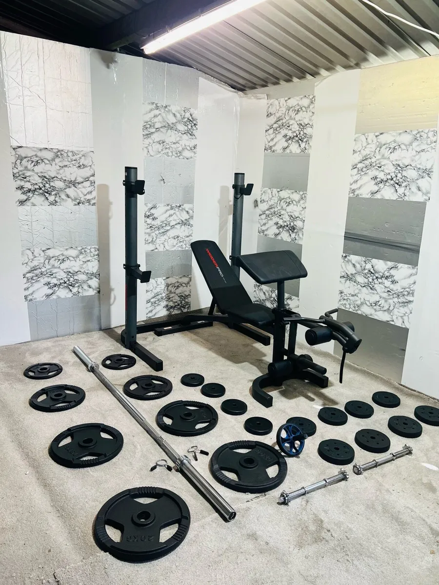 OLYMPIC WEIGHT BECNH BARBELL RACK DUMBBELLS - Image 2