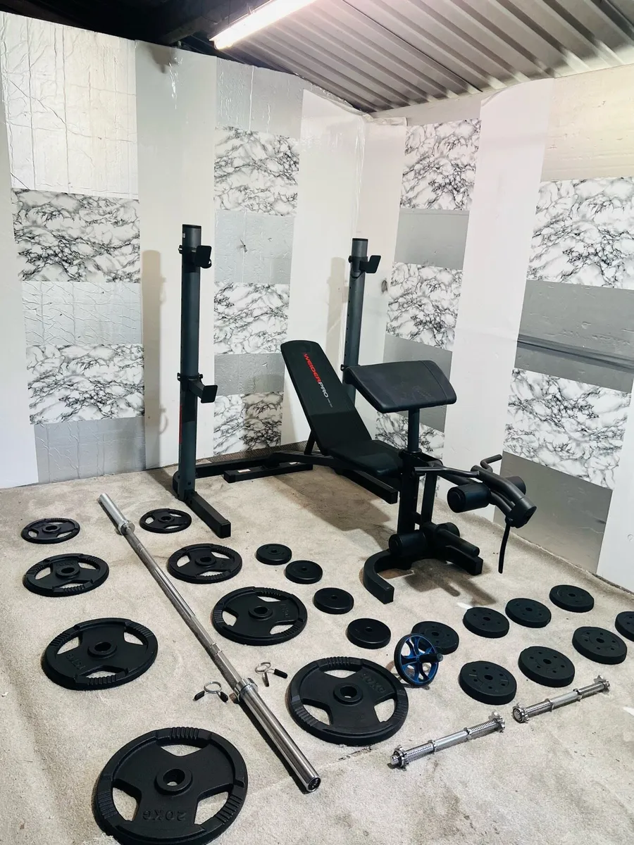OLYMPIC WEIGHT BECNH BARBELL RACK DUMBBELLS - Image 3