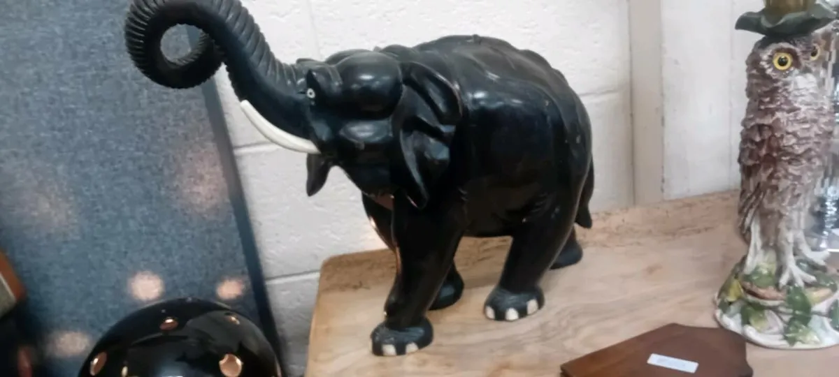 Heavy Carved Wooden Elephant - Image 1