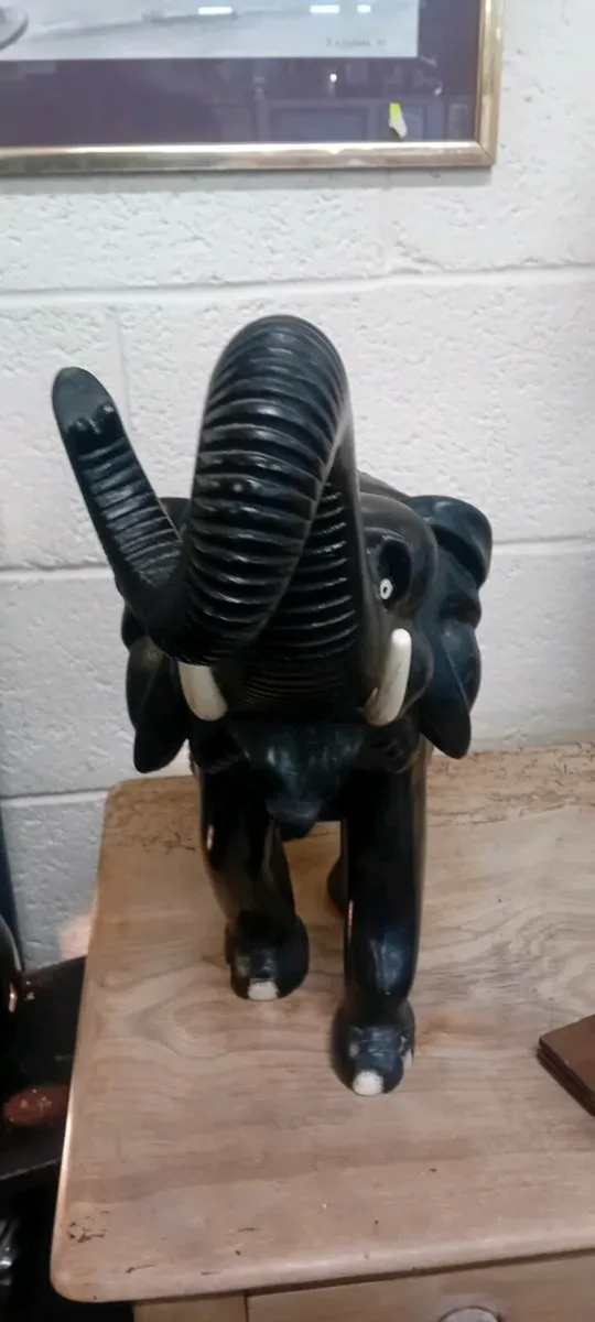 Heavy Carved Wooden Elephant - Image 2