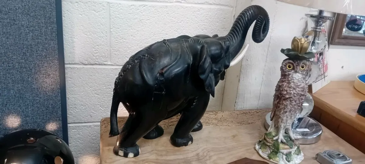 Heavy Carved Wooden Elephant - Image 3