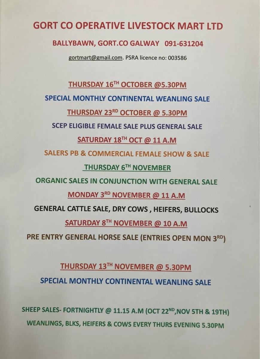 Gort Mart: 9th Oct: Organic & General Sale - Image 1