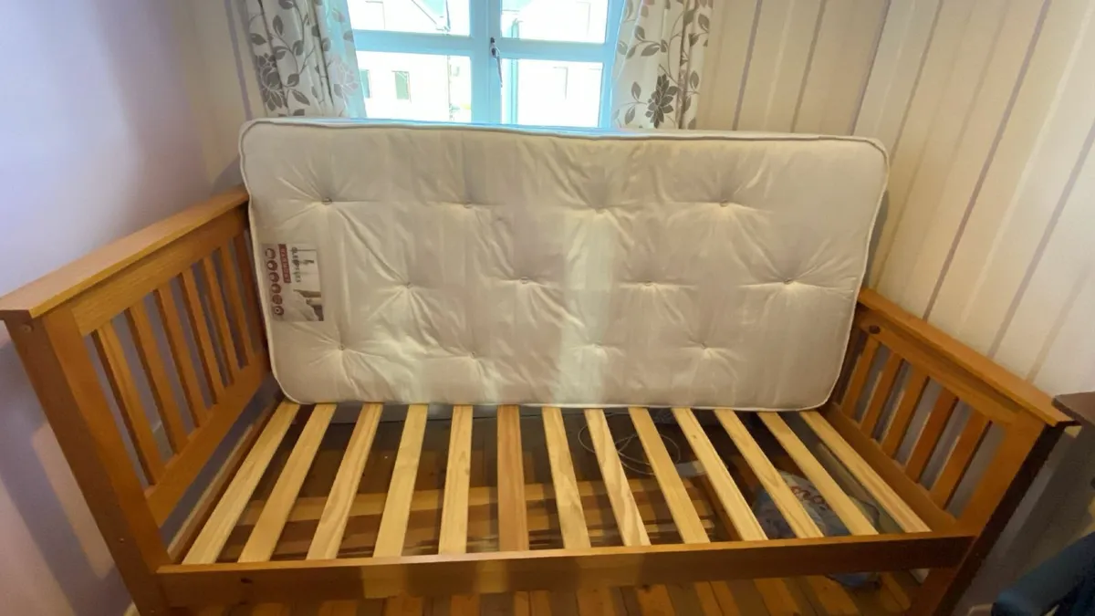 Single Pine Bed frame & mattress - Image 1