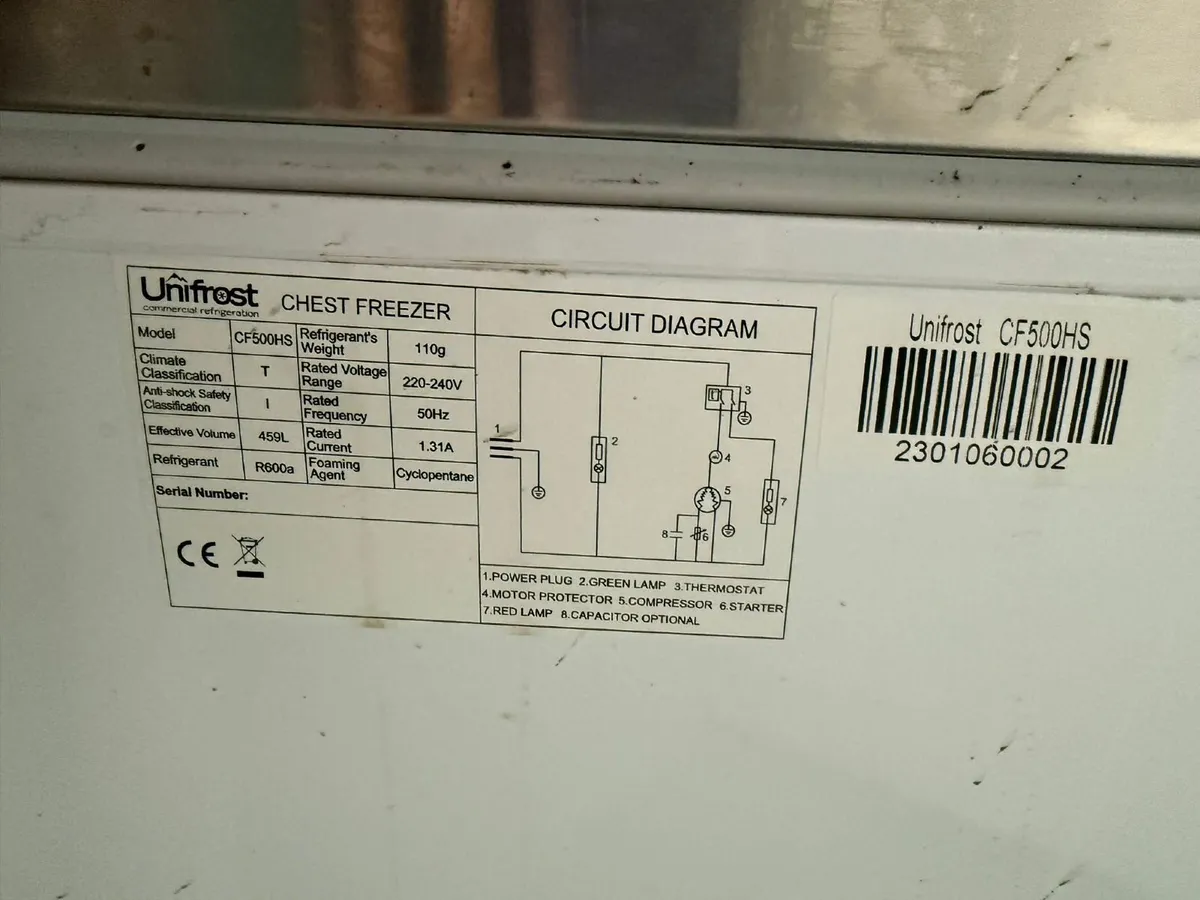 Commercial Chest Freezer (Unifrost CF500HS) - Image 2