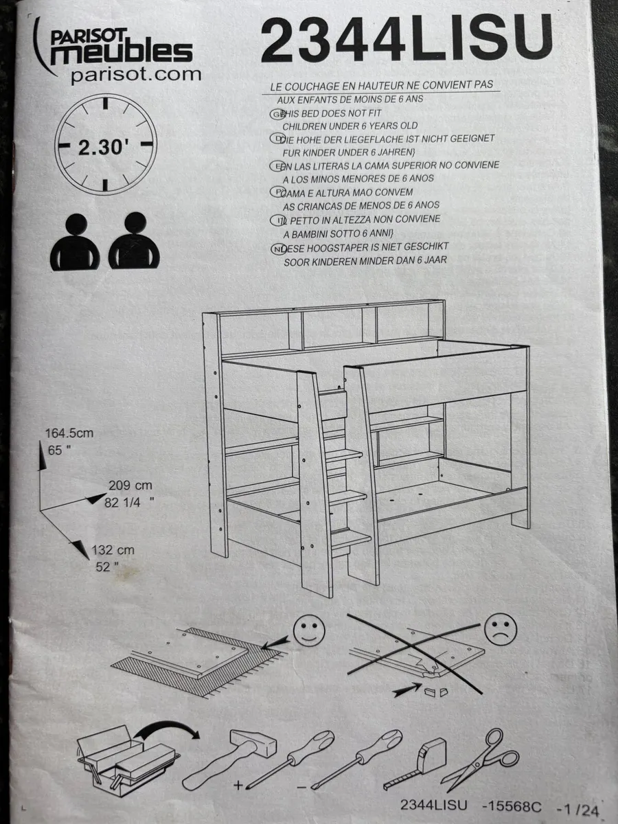 Bunk beds with shelves and two mattresses for sale - Image 3