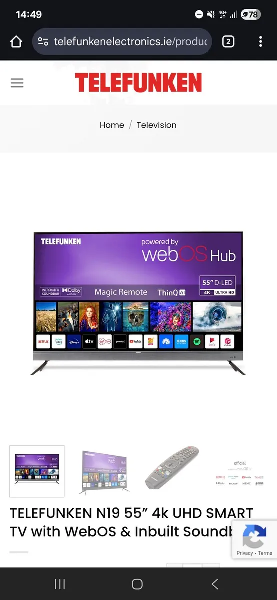 55in 4k ultra hd Smart TV with built in spundbar - Image 2