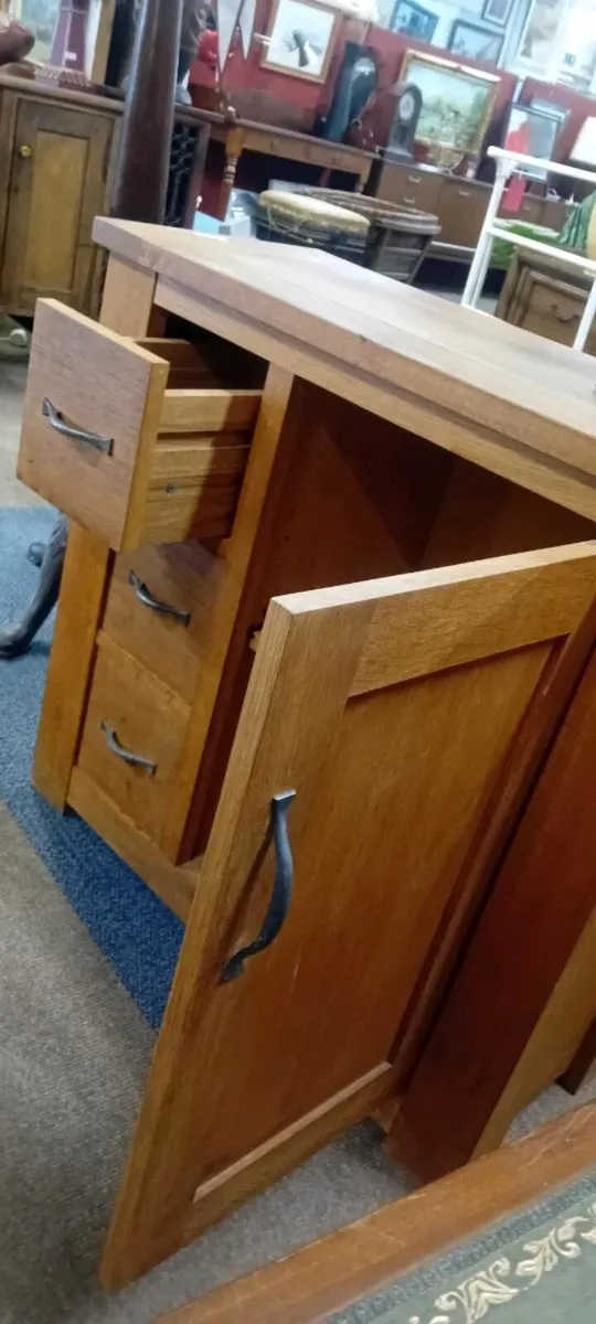 Small Solid Oak Cupboard With Drawers - Image 3