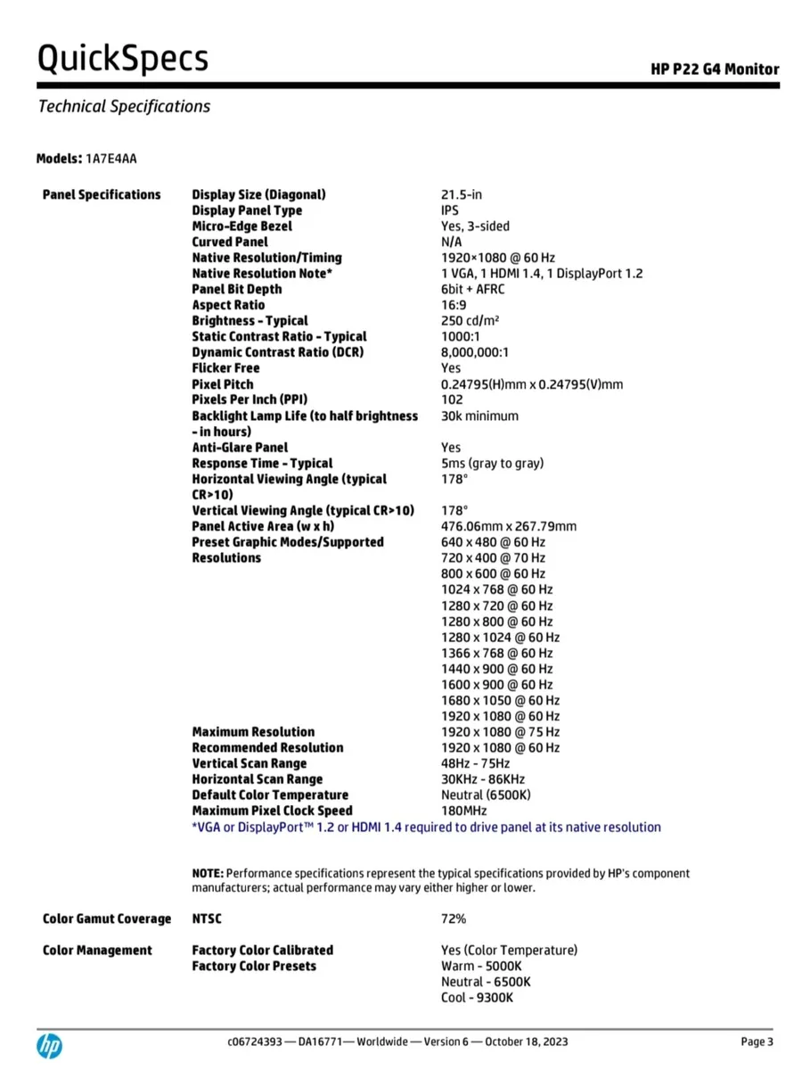 HP P22h G4 21.5 inch Monitor - Image 3