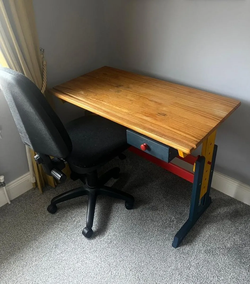 adjustable study desk + chair - Image 1