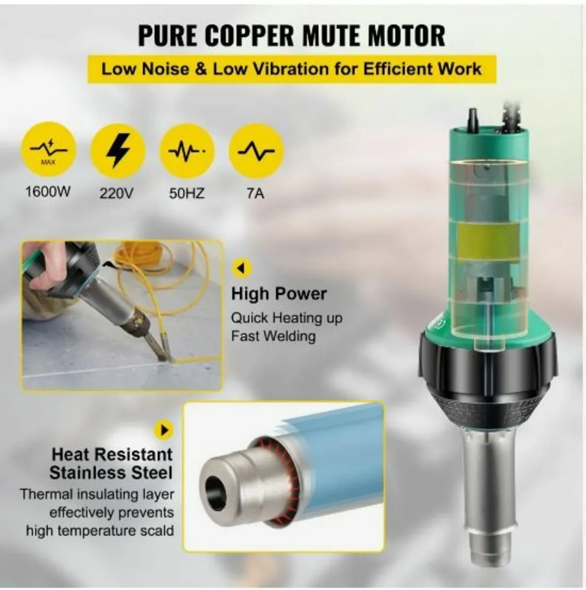 Roofing Welder, 8 Pcs PVC Welding Gun, 1600W - Image 4