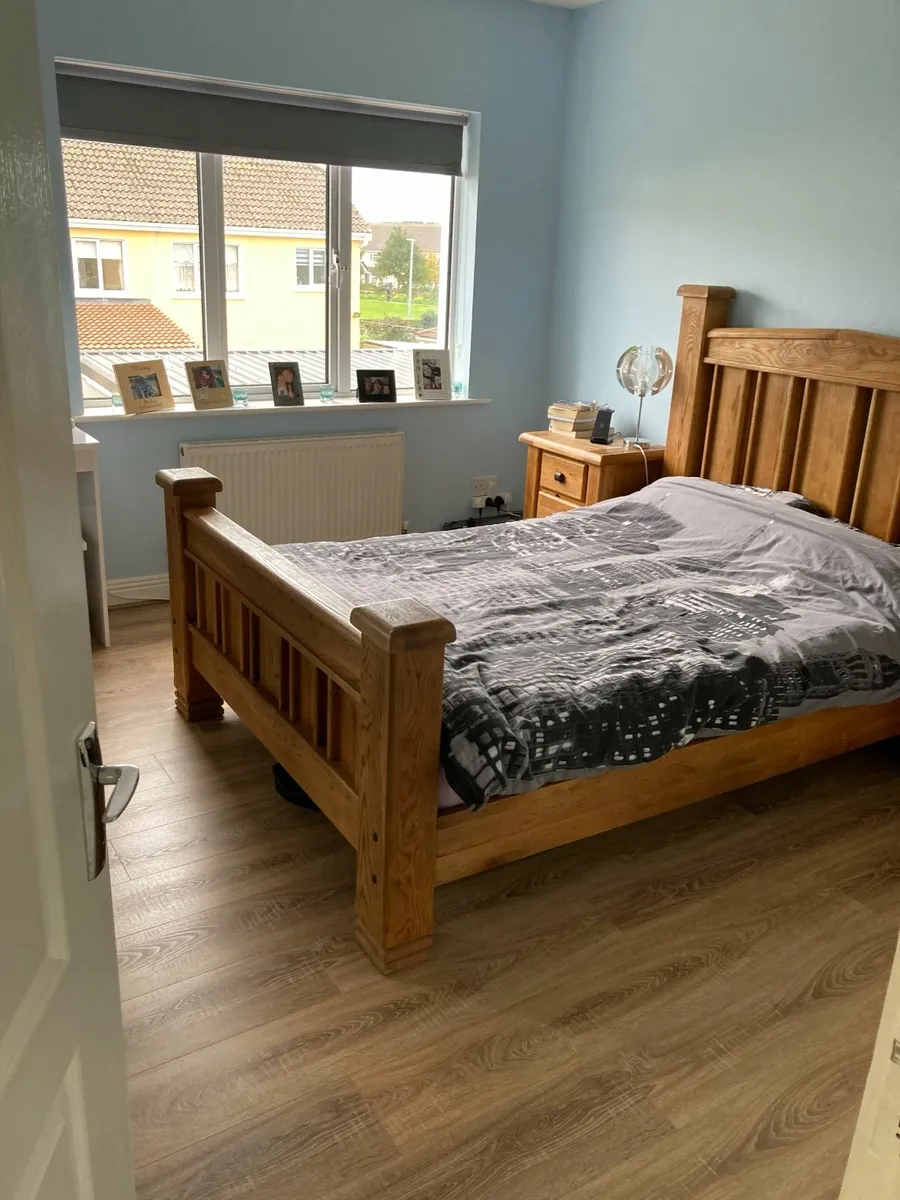 Solid wood double bed and matching 2 lockers!! - Image 2