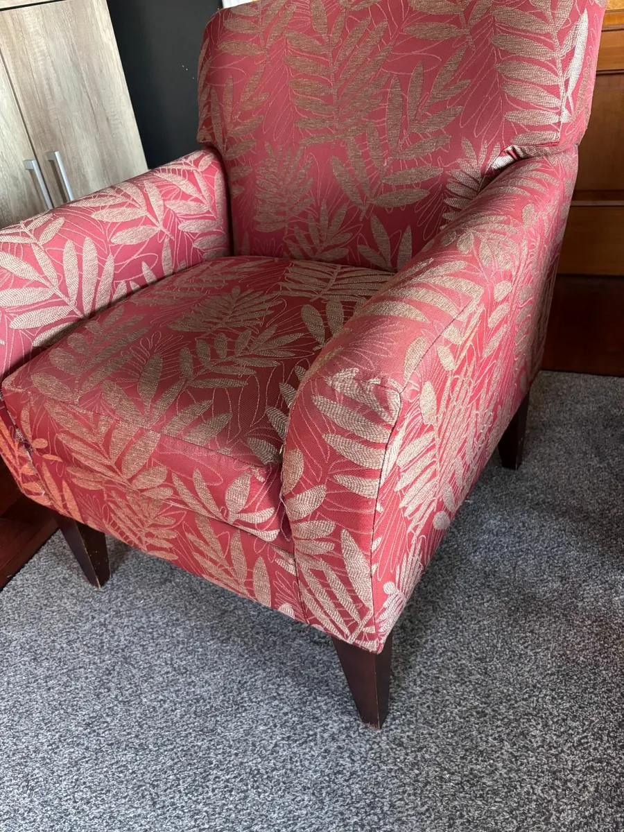 Armchair - gold/red fabric - Image 2