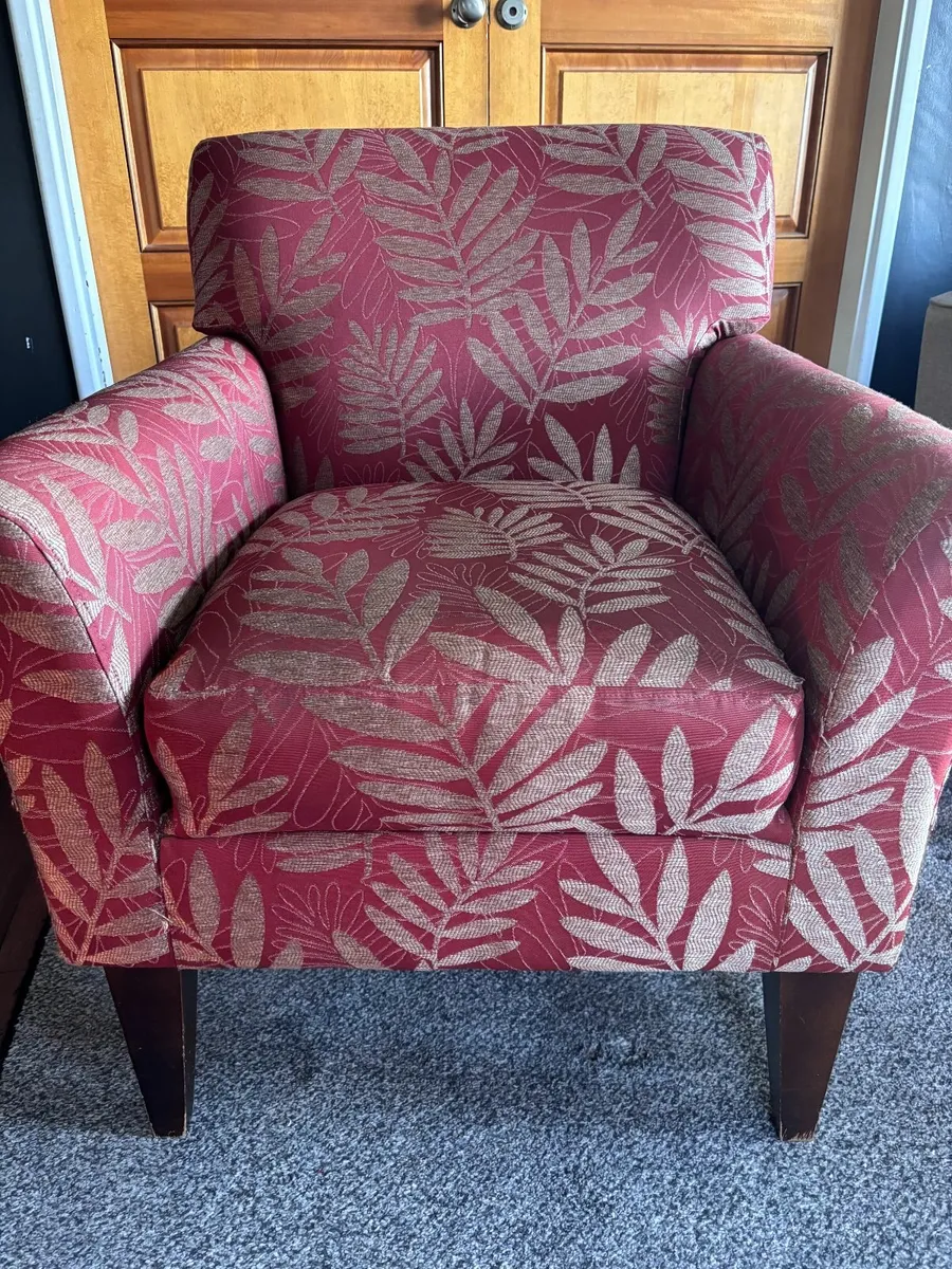 Armchair - gold/red fabric - Image 1