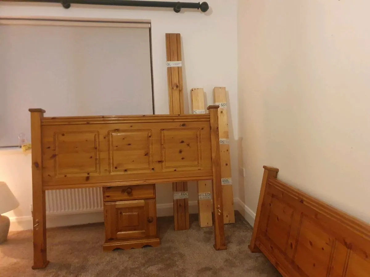 Double pine bed and locker-4ft 6 - Image 1
