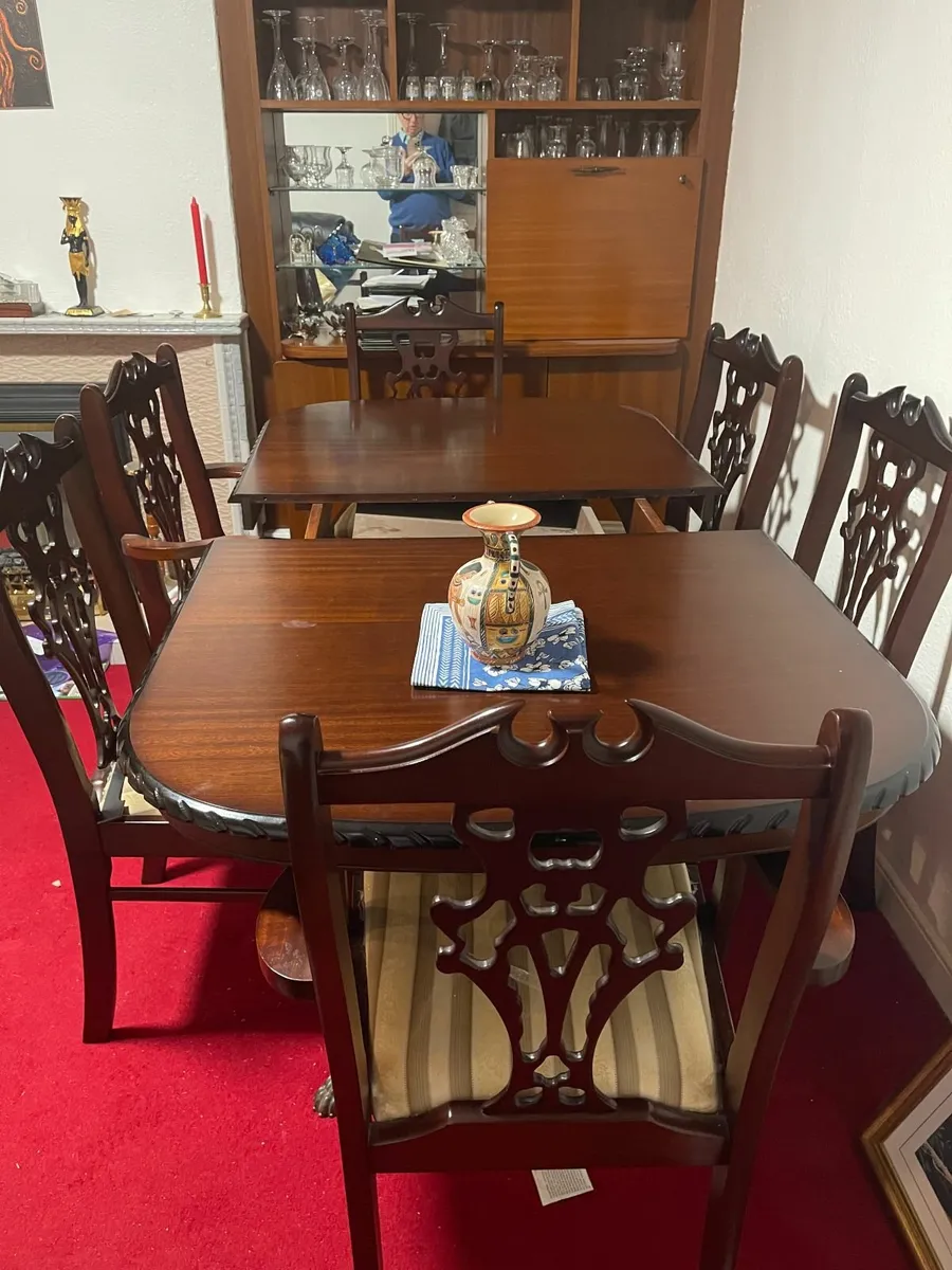 Mahogany Dining Table With Extension + Six Chairs - Image 2