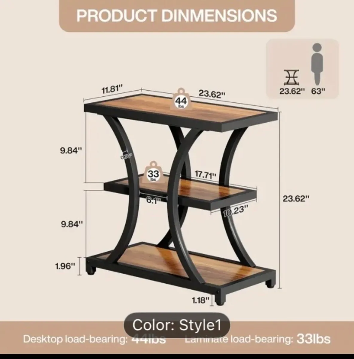 Three tier table free postage - Image 3