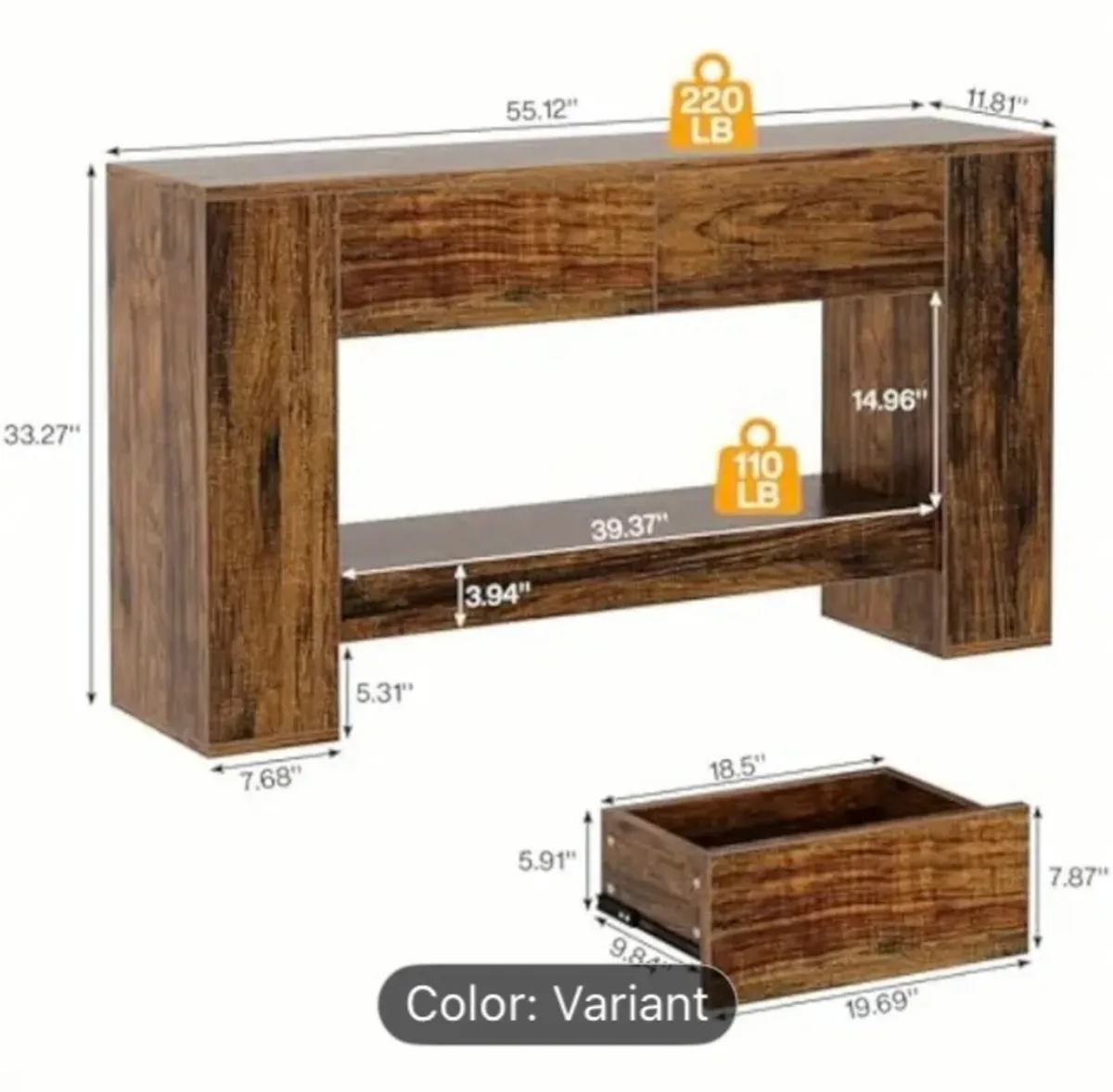 Console table with drawers free postage - Image 4