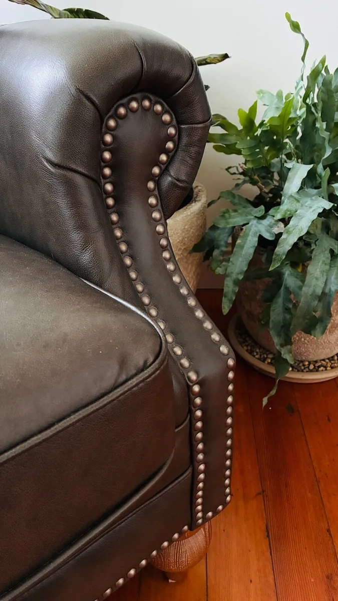 Adare Flint Leather Wing Chair - Image 2