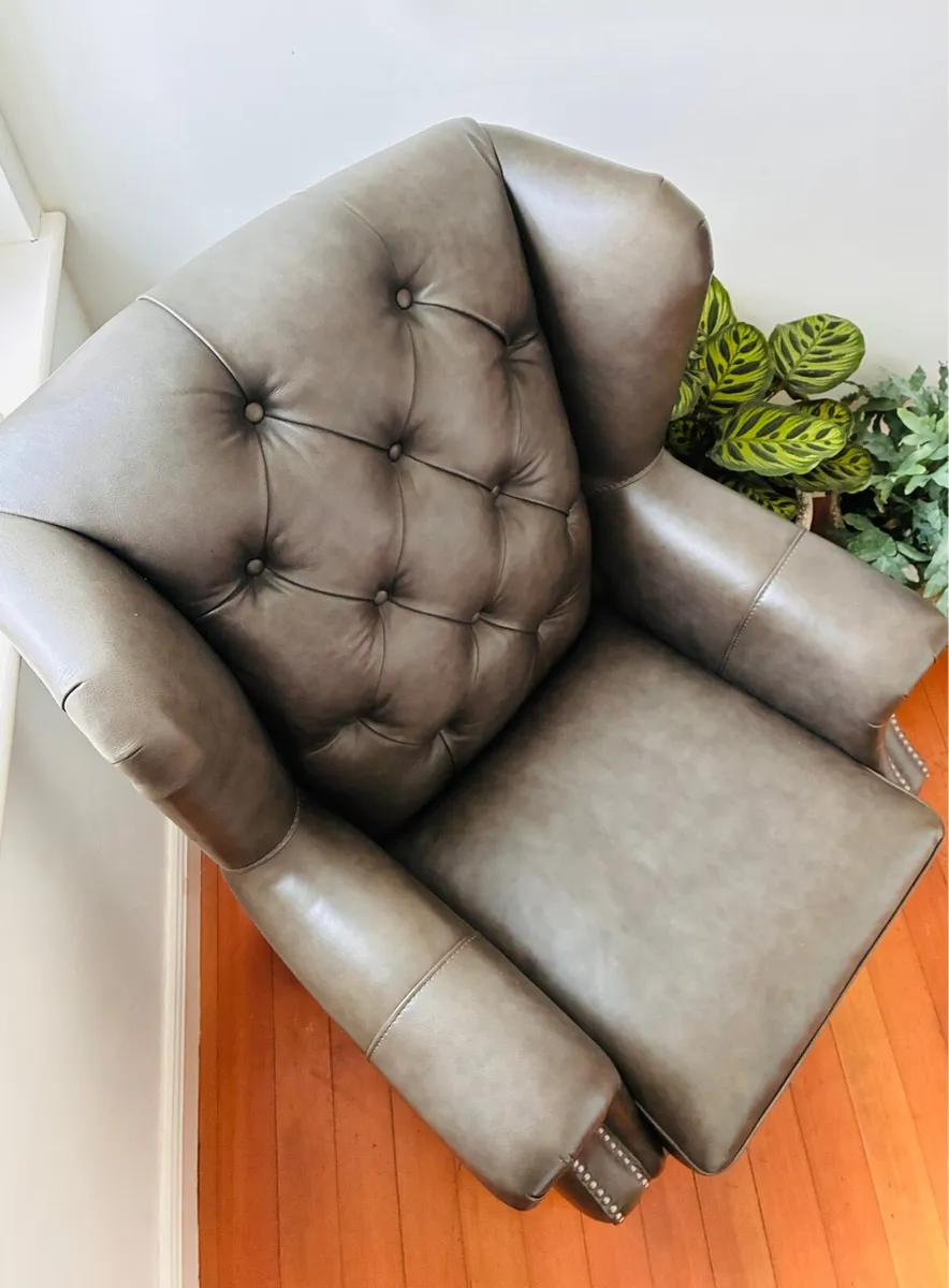 Adare Flint Leather Wing Chair - Image 3