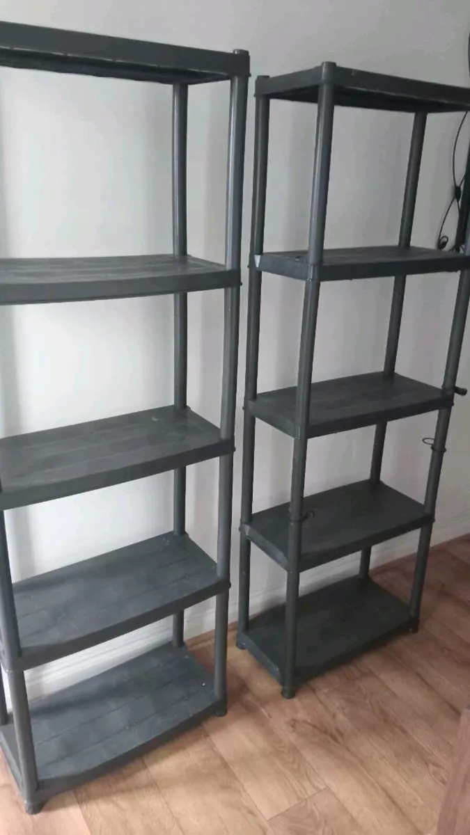 2 plastic shelving units - Image 1