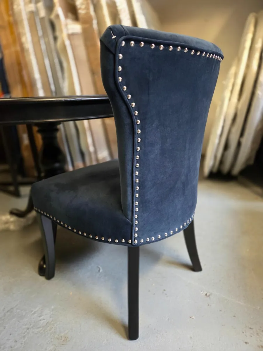 Showhouse 6 Dining Chair Set with Studs Navy/Blue - Image 2