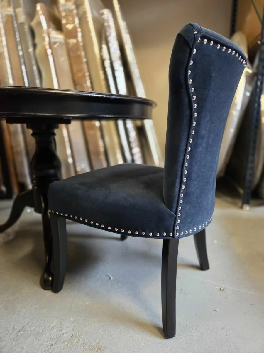 Showhouse 6 Dining Chair Set with Studs Navy/Blue - Image 4