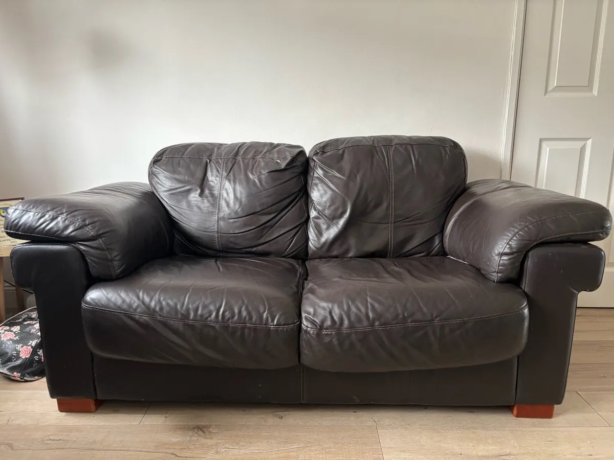 2 seater leather sofa - Image 2