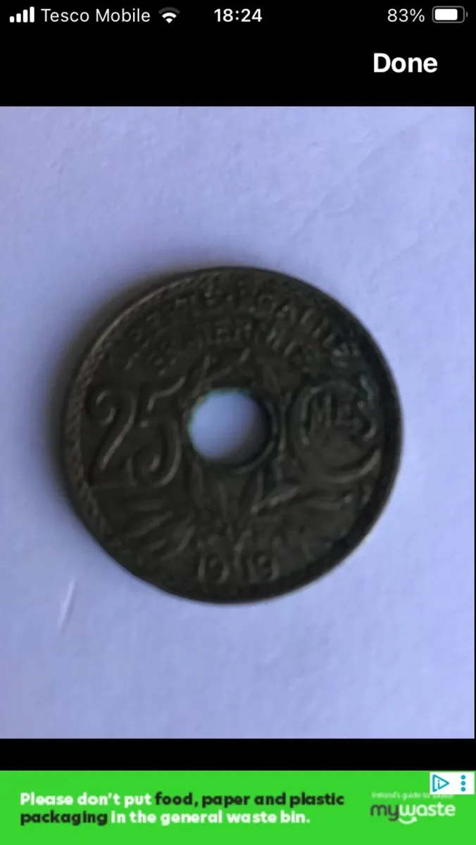 1919 France coin 25 Centimes coin