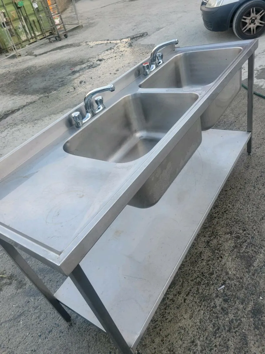 Sink Double Stainless Steel Commercial - Image 3