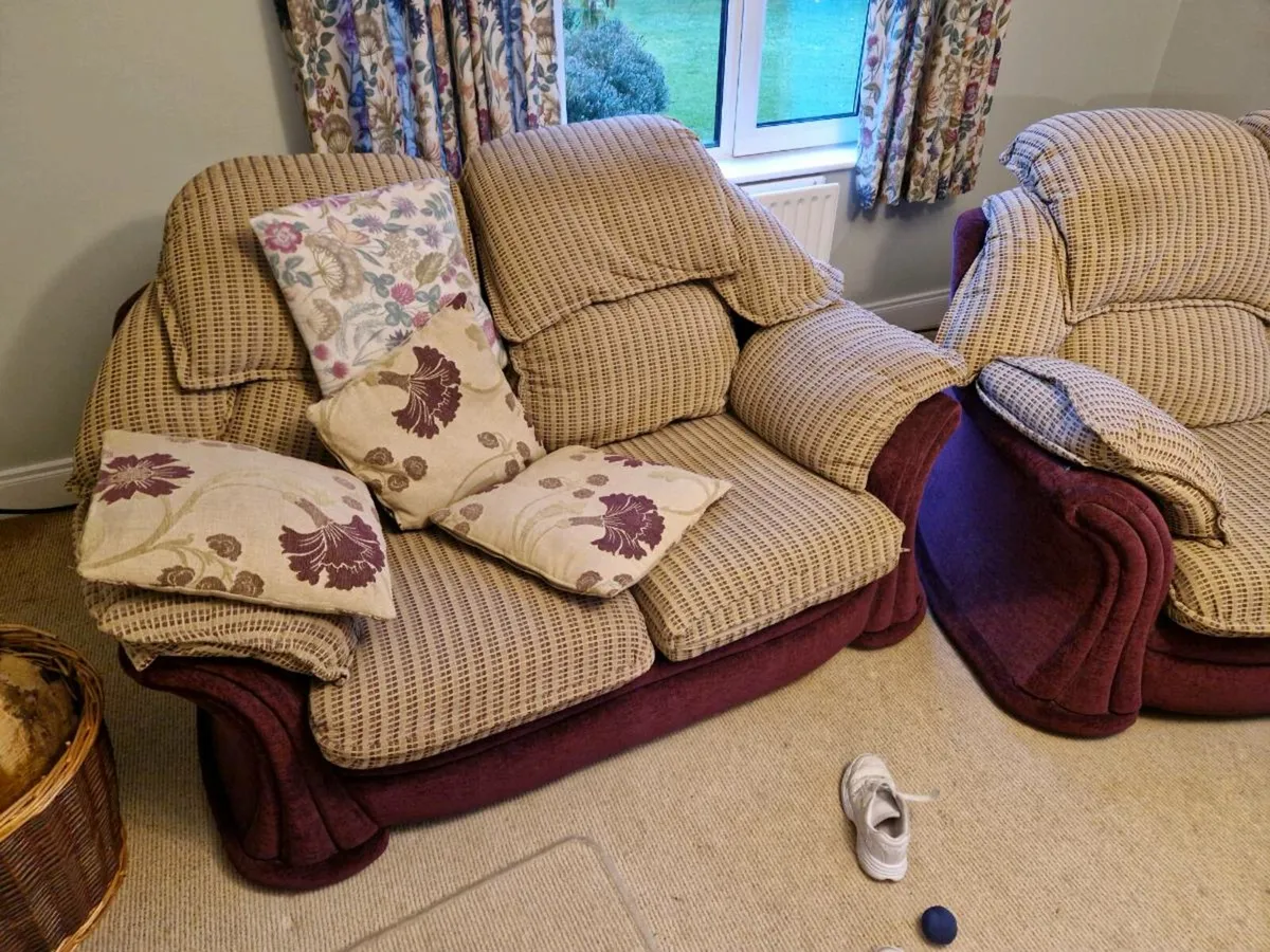 Two sofas and foot stool with storage - Image 3