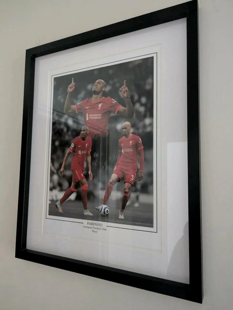 Fabinho Liverpool FC signed 16 x 12 framed collage - Image 1