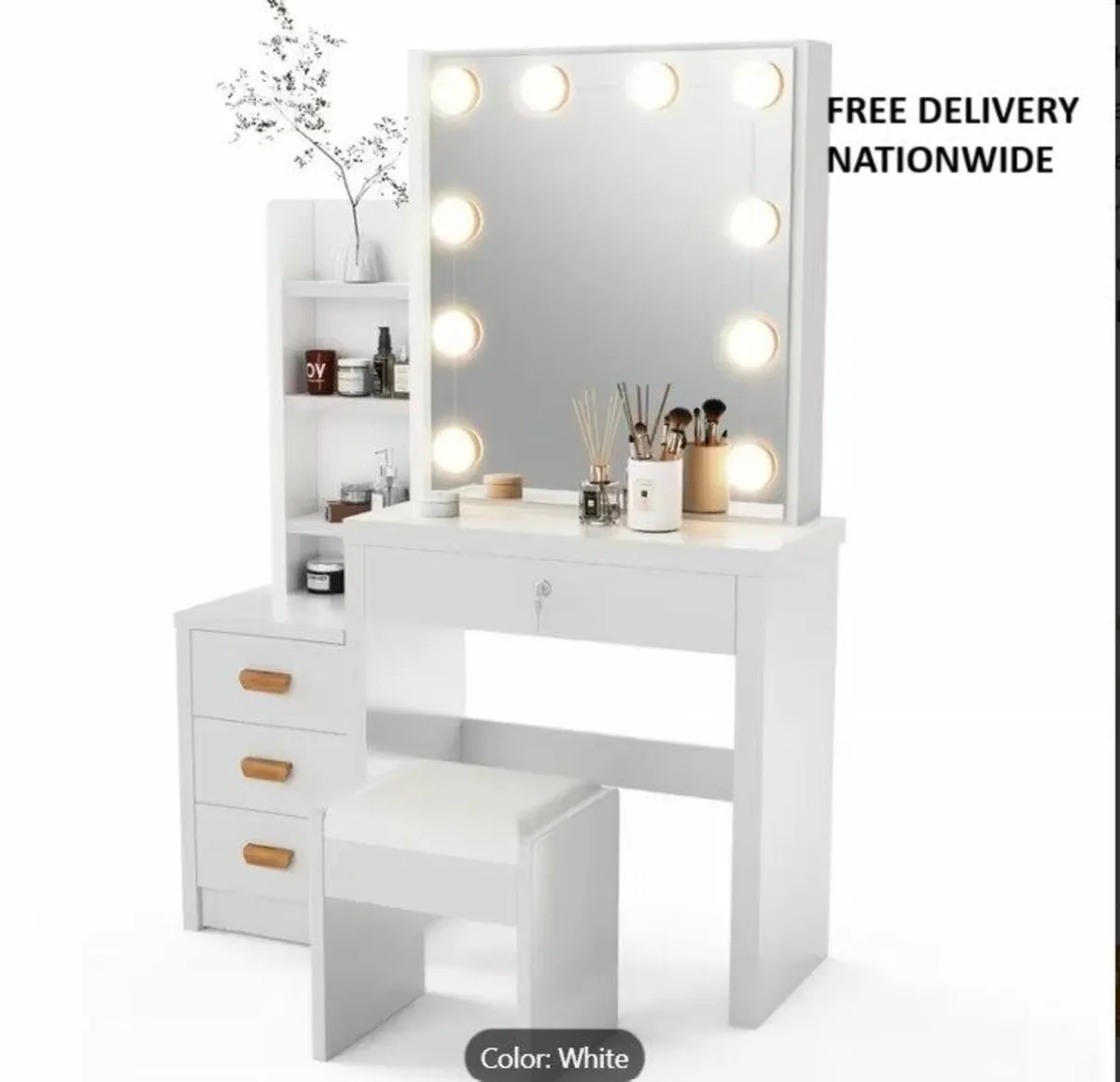 Dressing Table LED with Stool - Image 1